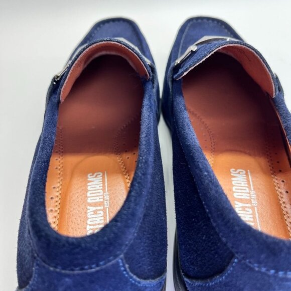 Stacy Adams Mens Neville Moc Toe Bit Slip On Size 8 Blue Suede Prom Party Event - Picture 10 of 15